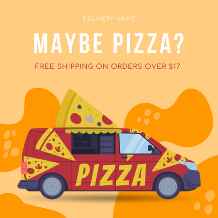Quick Italian Pizza Delivery Service In Orange Instagram Design Template