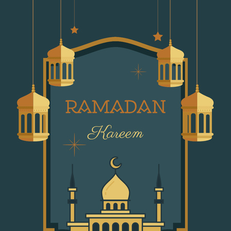 Lanterns and Mosque for Ramadan Greeting Instagram Design Template