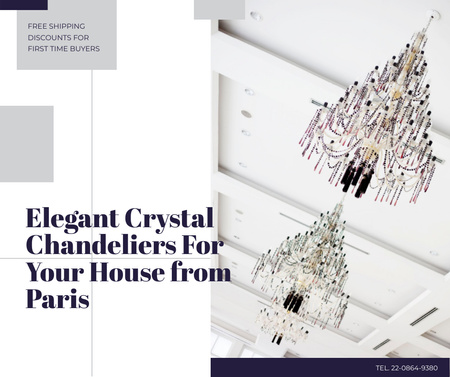 Designvorlage Elegant crystal Chandeliers offer für Facebook