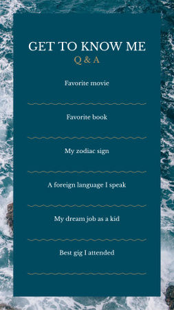 Szablon projektu Form Get to Know me in Sea background Instagram Story