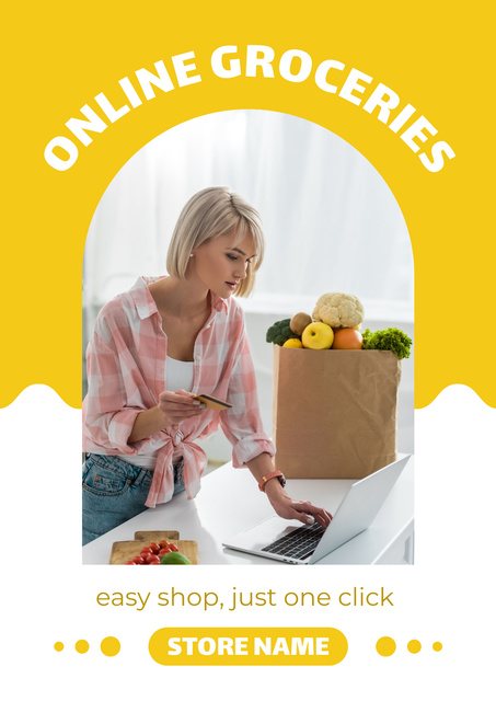 Groceries In Paper Bag Online Poster Tasarım Şablonu