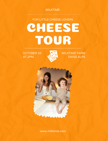 Реклама дегустации сыра на Orange Invitation 13.9x10.7cm – шаблон для дизайна