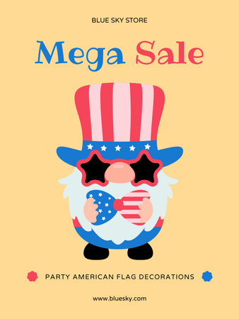 Memorable Independence Day Sale Announcement in the USA In Yellow Poster US Design Template