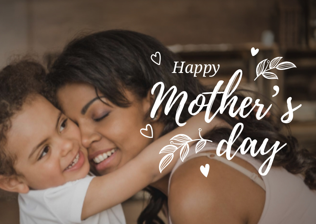 Happy Mother's Day with Mother playing with Daughter Postcard Design Template