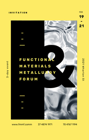 Metallurgy Forum On Wavelike Moving Surface with Grey Texture Invitation 4.6x7.2in Design Template