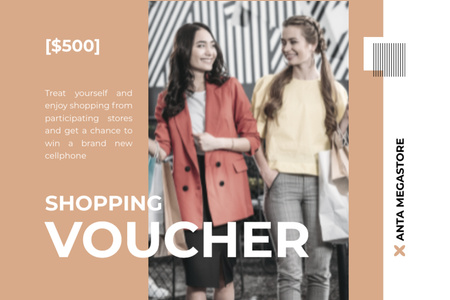 Shopping Voucher Offer for Young Women Gift Certificate Design Template