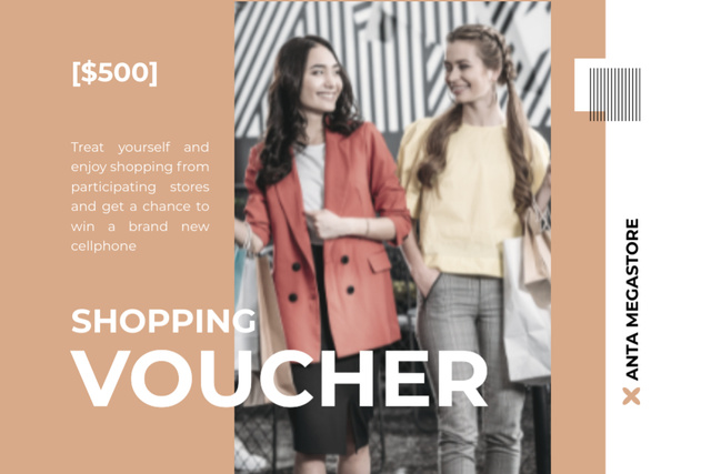 Shopping Voucher Offer for Young Women Gift Certificate Šablona návrhu