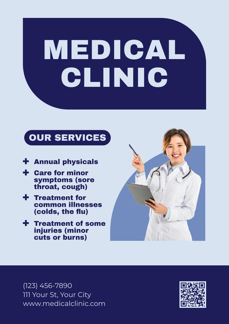 List of Medical Clinic Services Poster Modelo de Design