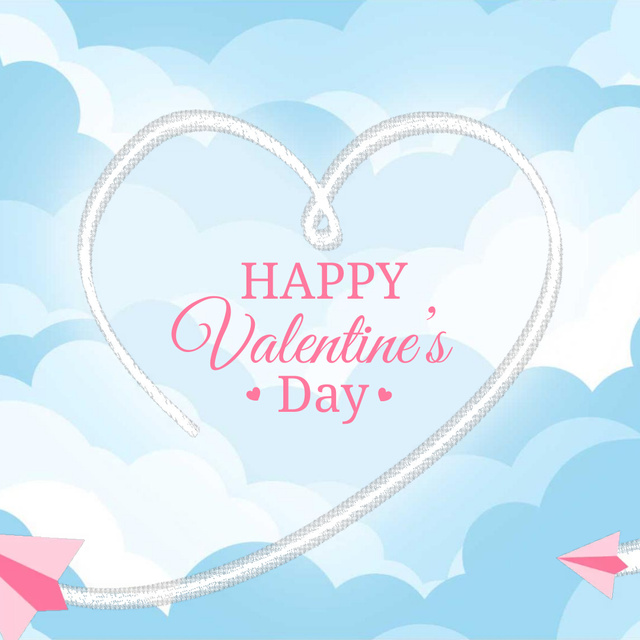 Designvorlage Plane drawing Valentine's Day Heart für Animated Post