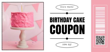 Template di design Buono torta di compleanno sul rosa Coupon Din Large