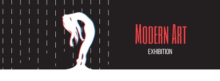 Modern Art Exhibition Announcement with Female Silhouette Facebook cover Modelo de Design