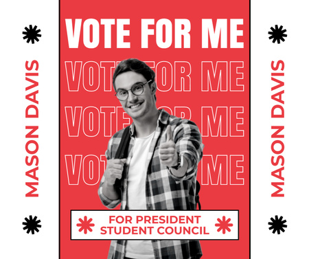 Černobílá fotografie chlapa pro volby do studentské rady Facebook Šablona návrhu