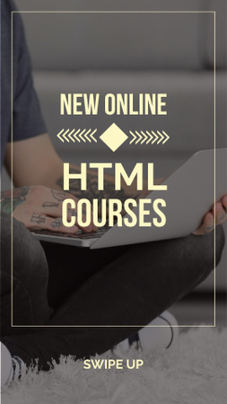 Programming Courses Ad with man using laptop Instagram Story Design Template