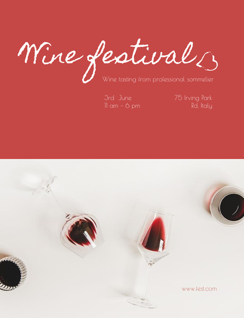 Designvorlage Wine Tasting Fest Alert on Red für Invitation 13.9x10.7cm