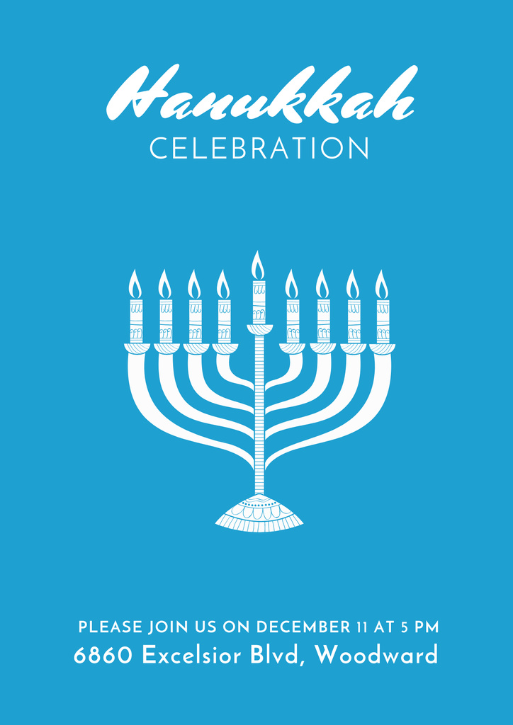 Designvorlage Awesome Hanukkah Festivity Celebration With Menorah für Poster B2