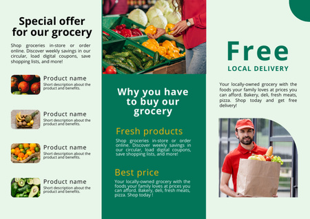 Announcement of Sale of Fresh Fruits and Vegetables Brochure Design Template