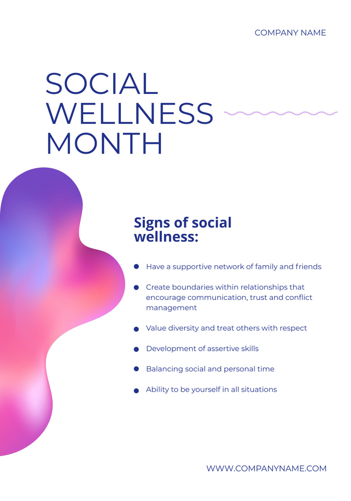 Social Wellness Month Announcement on Gradient Poster 28x40in Design Template