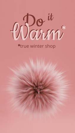 Winter Sale Announcement with Fluffy Ball Instagram Story Design Template
