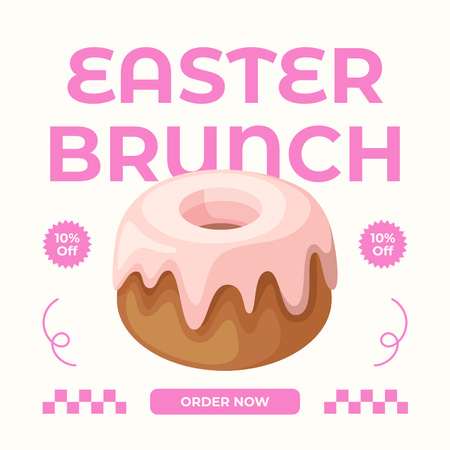 Modèle de visuel Annonce pour un brunch de Pâques avec réduction sur le gâteau des Fêtes - Instagram AD
