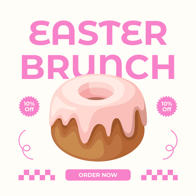 Easter Brunch Ad with Discount on Holiday Cake Instagram ADデザインテンプレート