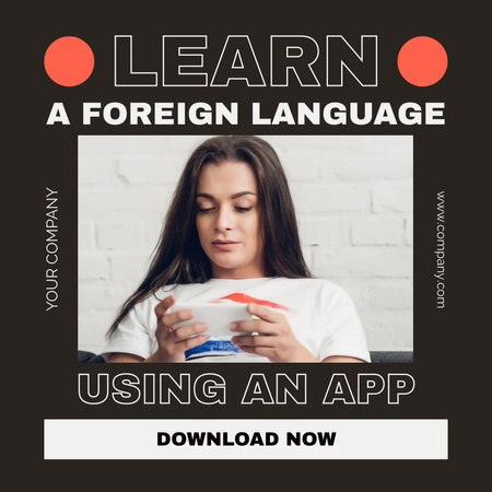Girl Studying Foreign Language at Home Instagram Design Template