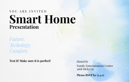 Smart Home Presentation Announcement Invitation 4.6x7.2in Horizontal Design Template