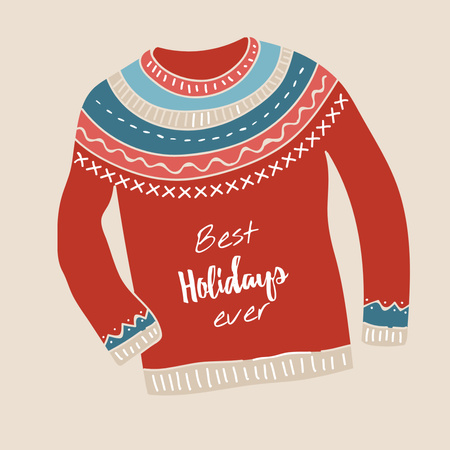 Cute New Year Greeting with Sweater Instagram Design Template