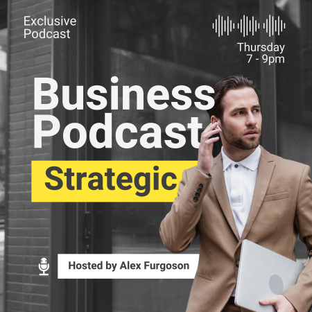 Platilla de diseño Business Podcast about Strategy Podcast Cover