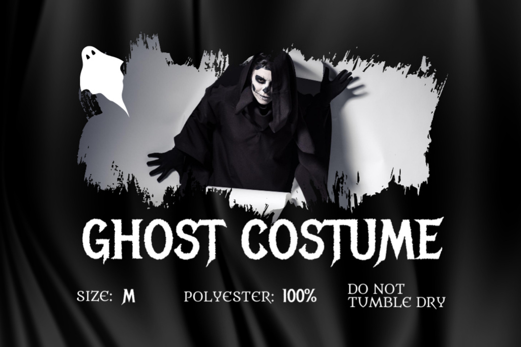 Ontwerpsjabloon van Label van Ghost Costume on Halloween
