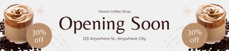Plantilla de diseño de Anuncio de apertura de cafetería con café cremoso con descuento Ebay Store Billboard 