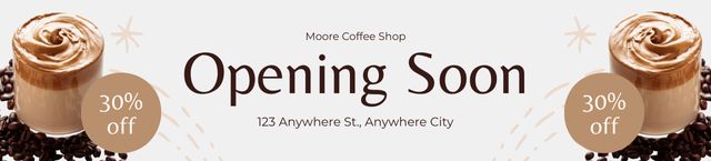 Plantilla de diseño de Coffee Shop Opening Announcement With Discounted Creamy Coffee Ebay Store Billboard 