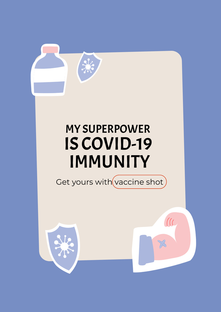 Virus Vaccination Ad with Vaccine Bottle Poster Tasarım Şablonu