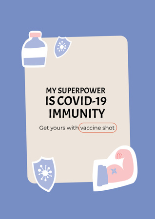 Virus Vaccination Ad with Vaccine Bottle Poster Design Template