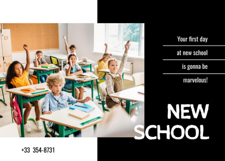 Kids Studying In Classroom In New School Postcard 5x7in Design Template