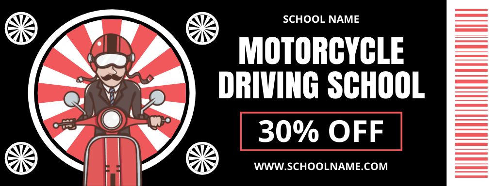 Expert-led Motorcycle Driving School Classes With Discount Offer Coupon Design Template