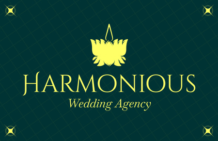 Emblem of Wedding Agency on Green Business Card 85x55mm Design Template