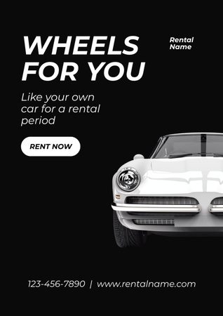 Advertisement for Car Hire Service with Young Couple Poster A3 Design Template