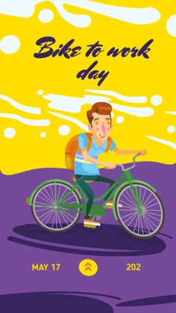 Man on Bicycle on Purple Instagram Story Design Template
