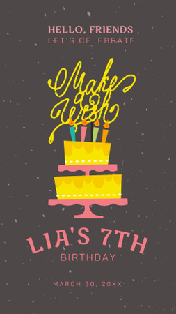 Celebration of Birthday with Tasty Cake Instagram Story Design Template
