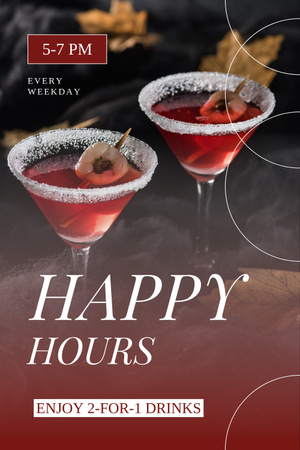 Happy Hour Announcement for Elegant Cocktails Pinterest Design Template