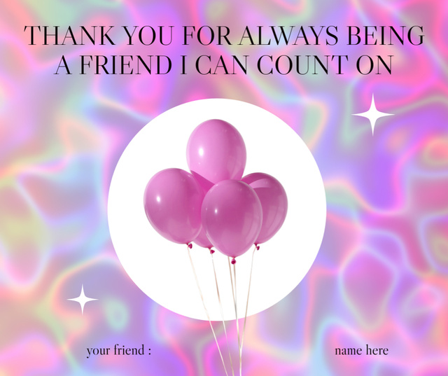 Festive Birthday Wishes with Pink Balloons Facebook Tasarım Şablonu
