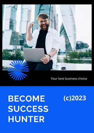 Business Conference announcement with happy Man Flyer A4 Design Template