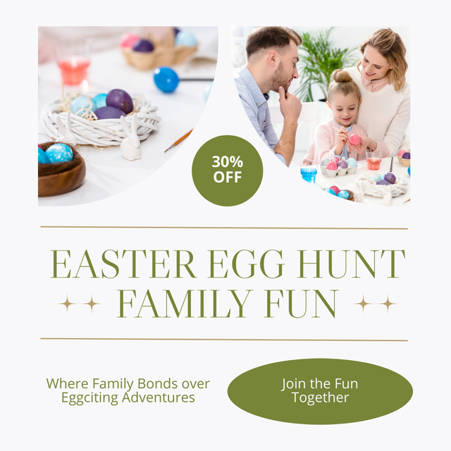 Family on Easter Holiday Egg Hunt Instagram ADデザインテンプレート