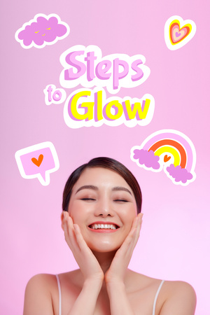 Skincare Offer with Cute Young Girl Pinterest Tasarım Şablonu