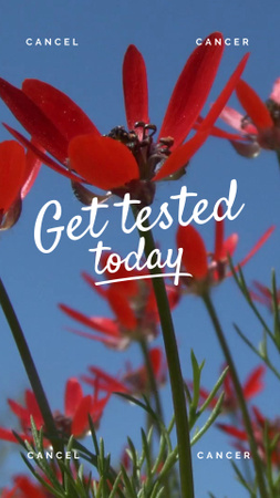 Szablon projektu świadomość raka piersi motywacja z czerwonymi kwiatami Instagram Video Story