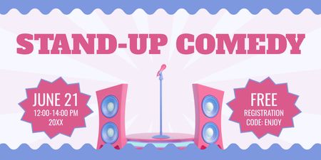 Platilla de diseño Stand-up Comedy Show Ad with Microphone on Stage Twitter