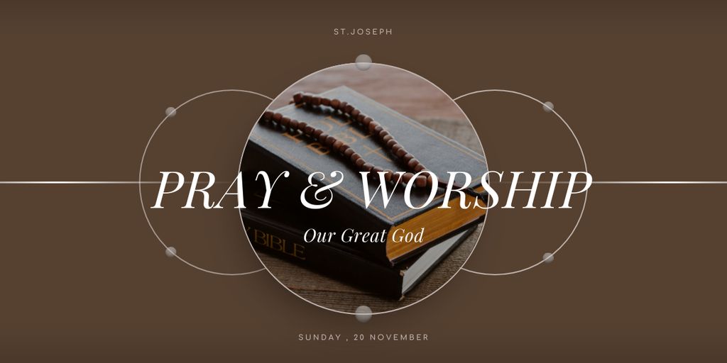 Pray and Worship Announcement with Bible Image Design Template