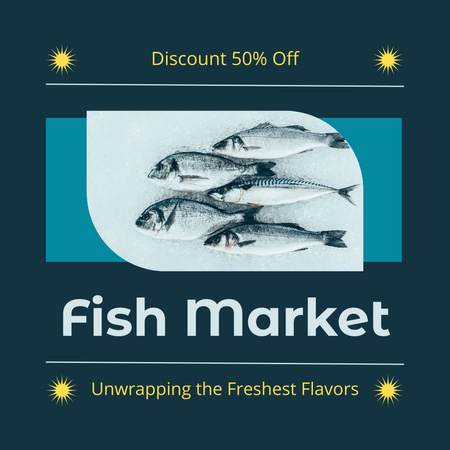 Freshest Fish Offer from Market with Discount Instagram Design Template