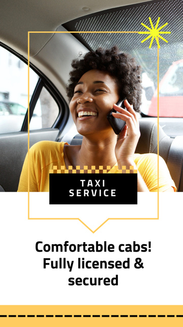 Taxi Service Offer With Happy Passenger Instagram Video Story Šablona návrhu