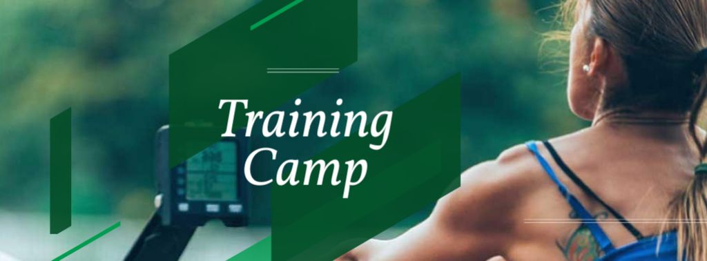 Ontwerpsjabloon van Facebook cover van Training Camp Ad with Athlete Young Woman